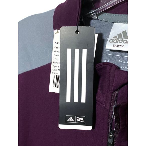 Adidas Golf Quarter Zip Pullover Jacket Jumper Maroon Gray Long Sleeve Mens M - Picture 3 of 8